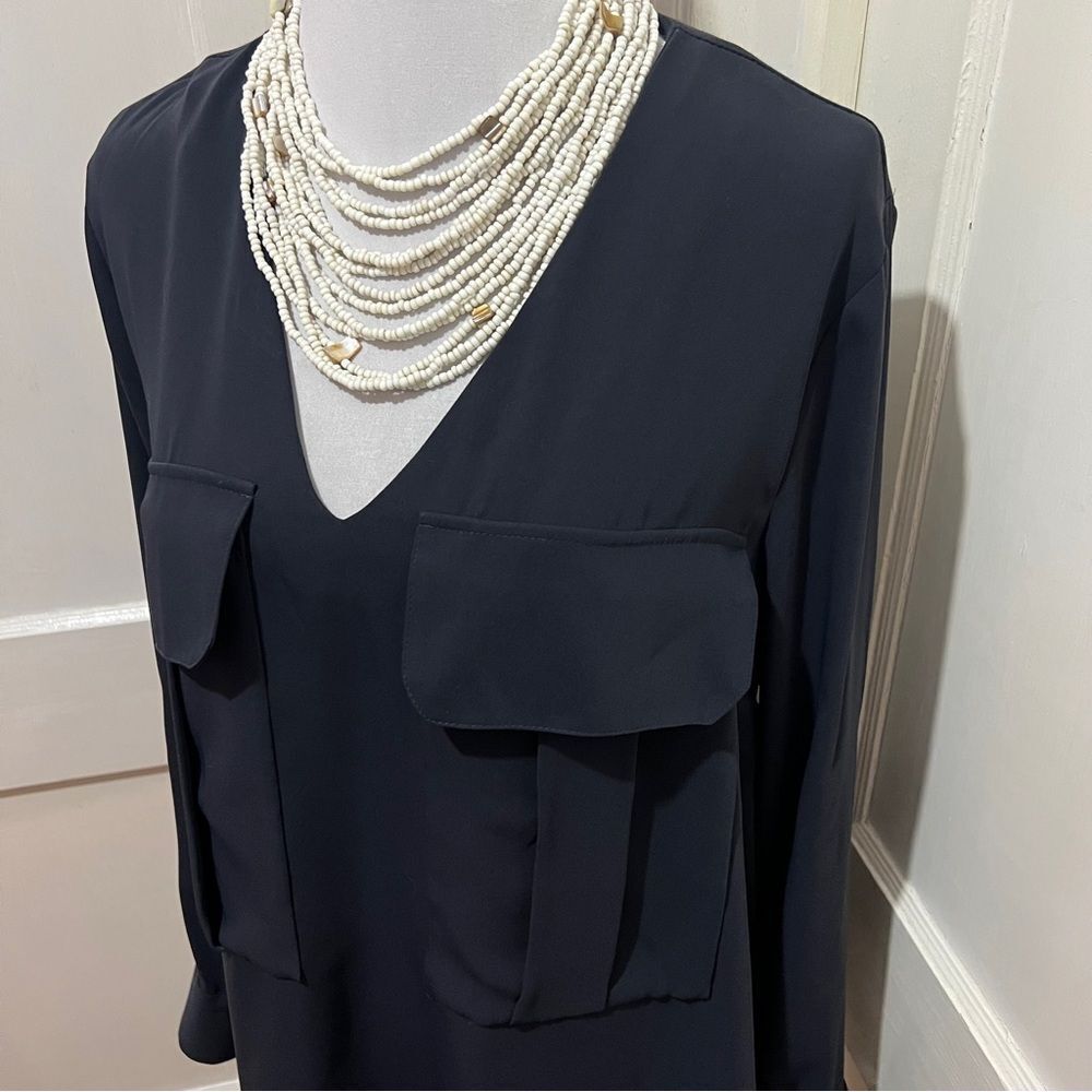 Rachel Roy Navy Military Inspired Long Sleeve Blouse Womens XL Like New!